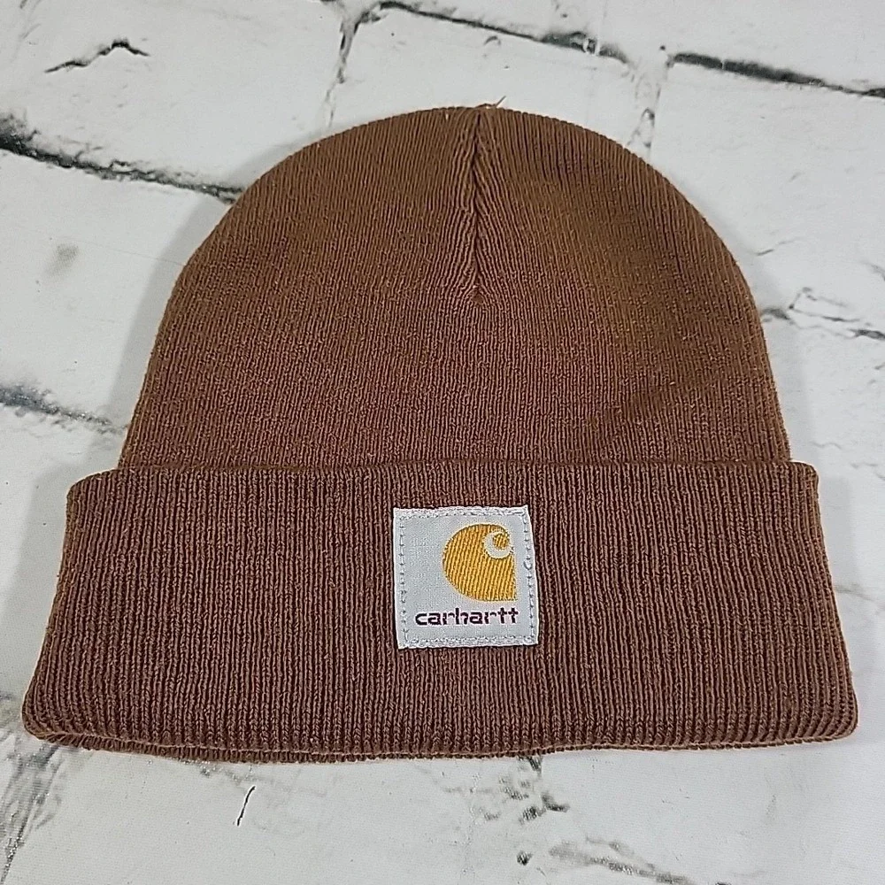 Carhartt Toddler Beanie Brown Stretch Knit Cuff Warm Winter Hat Ski Cap